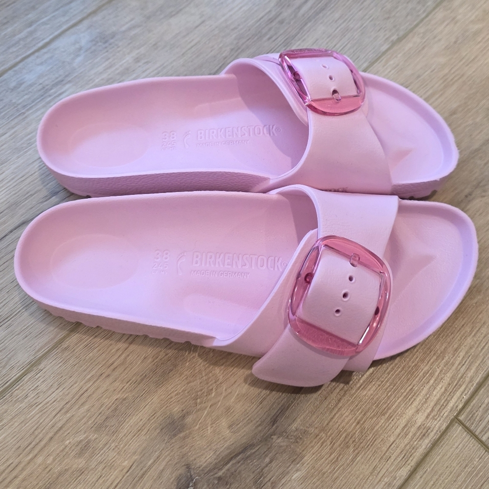NEW Birkenstock Madrid Big Buckle Light Pink Slide Sandals Size 38 / US 7 - 7.5 - Picture 10 of 11